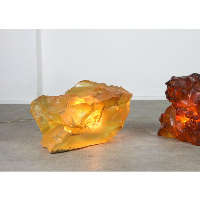 Vintage Italian Yellow Sculpture Lamp, 1970s For Sale - Image 6 of 16