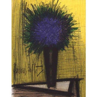 Bernard Buffet Purple Bouquet of Flowers Original Lithograph 1967 For Sale
