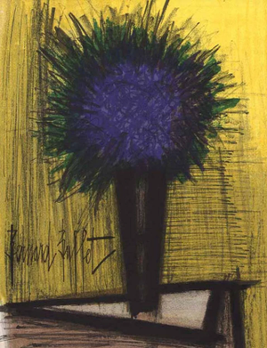 Bernard Buffet Purple Bouquet of Flowers Original Lithograph 1967
