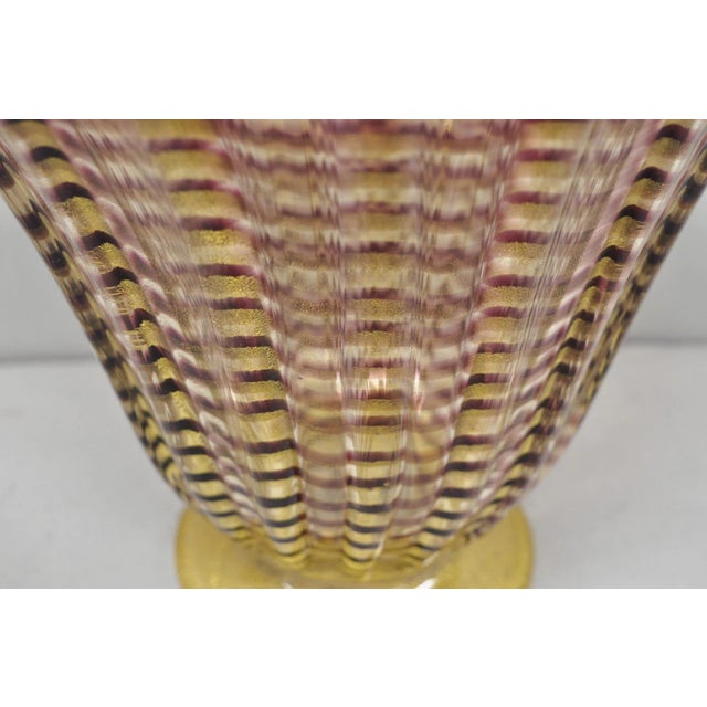 Mid 20th Century Ercole Barovier Zebrato Murano Art Glass Vase Zebrati for Ferro Toso Barovier For Sale - Image 10 of 14