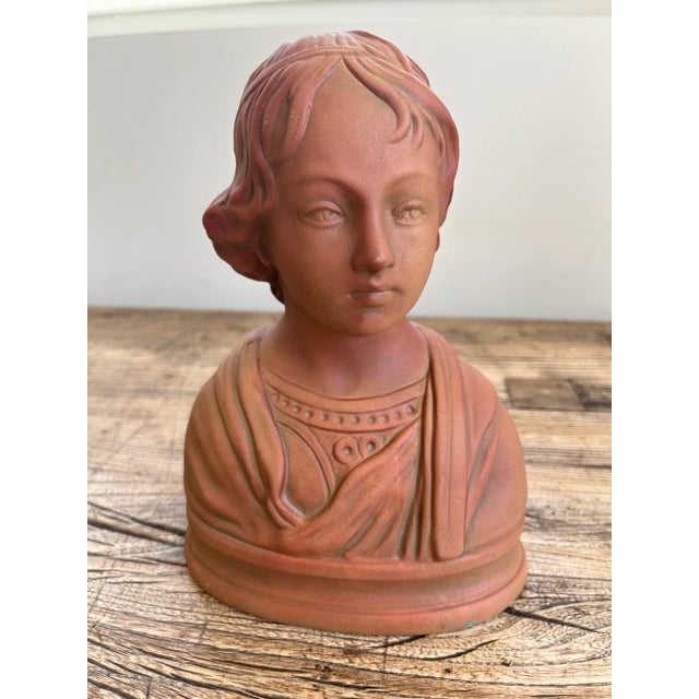 Copper Vintage Art Nouveau Mid Century Modern Italian Ceramic Woman's Bust For Sale - Image 8 of 8