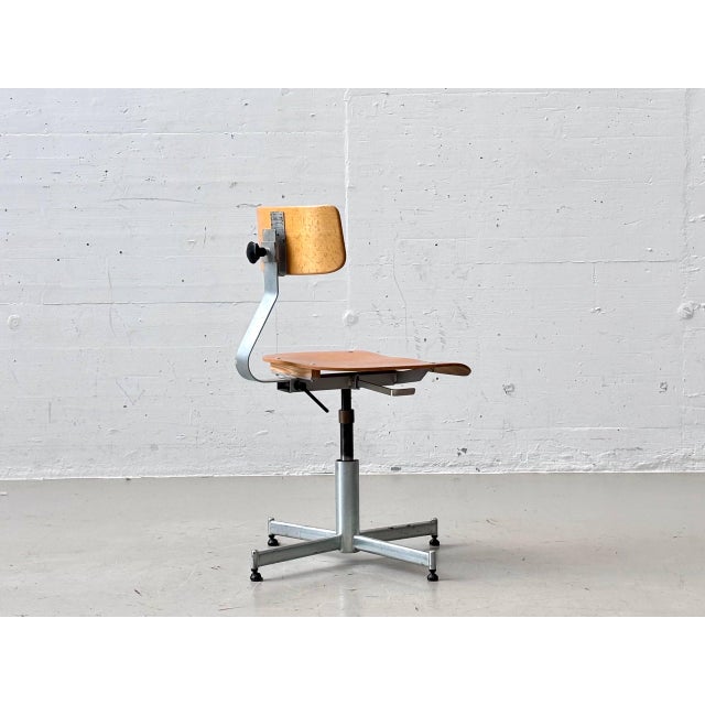 Wood Vintage Industrial Work Chairs in Wood & Metal, 1964 For Sale - Image 7 of 15