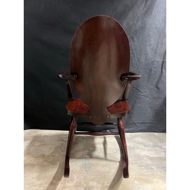 Traditional Antique Federal Revival Inlaid Mahogany Rocking Armchair, Early 20th Century For Sale - Image 3 of 12