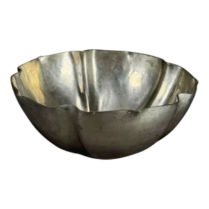 Vintage Mid 20th Century Whitney Pewter 5 Petal Flower Bowl Signed Christian Murch Rockport