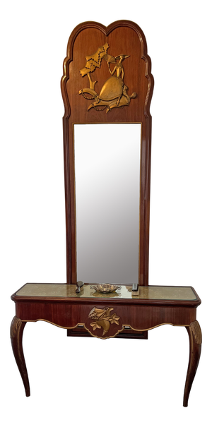 Vintage Art Nouveau Console with Mirror by Prof. Ludwig Karl Maria Vierthaler, 1920s, Set of 2
