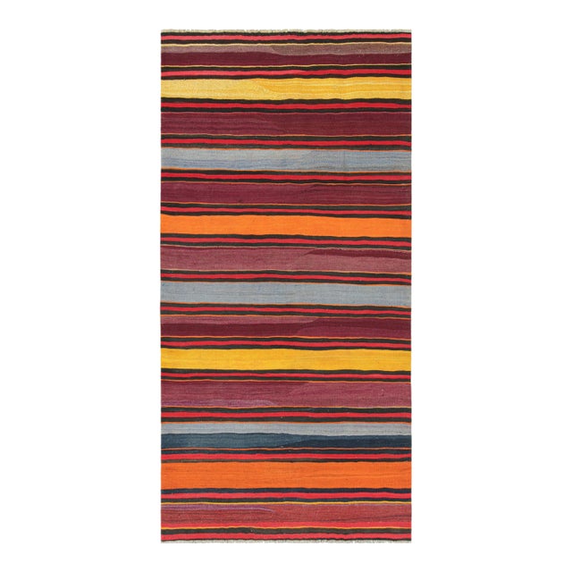 Vintage Shahsavan Persian Kilim With Vibrant Polychromatic Stripes - Rug & Kilim For Sale