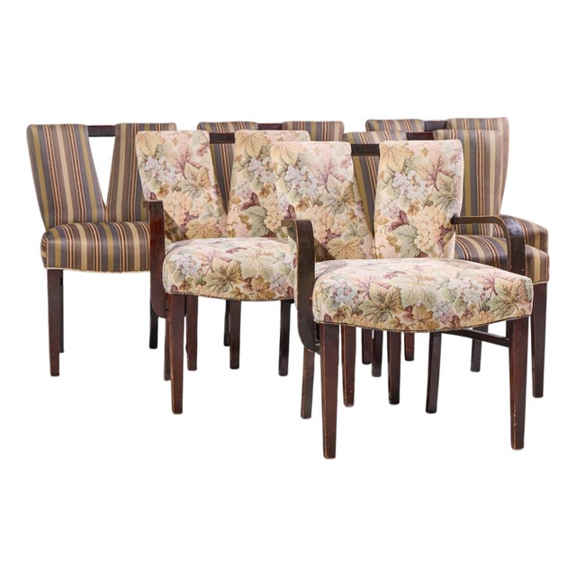 Paul Frankl Corset Mid Century Mahogany Dining Chairs - Set of 6 For Sale