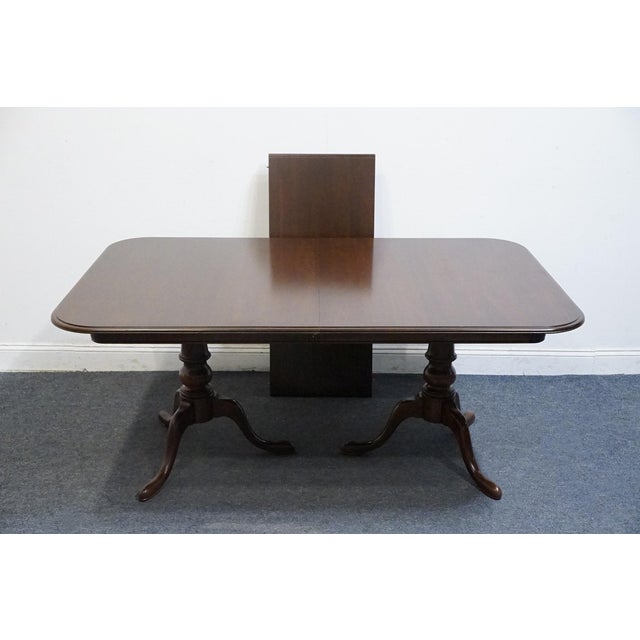 Brown Ethan Allen Georgian Court Solid Cherry Traditional Style 84" Double Pedestal Dining Table 11-6093 For Sale - Image 8 of 11