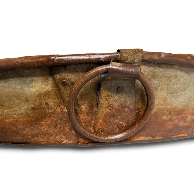 Vintage Industrial Farmhouse Large Iron Round Tray For Sale - Image 4 of 6