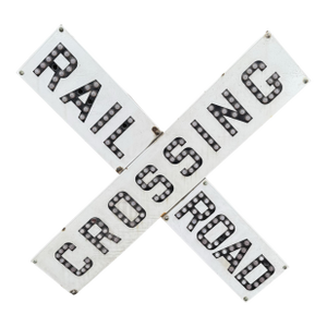 Vintage 48” Metal Railroad Crossing Sign With Reflectors