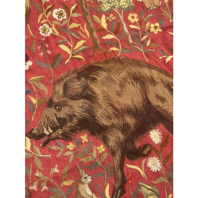 Mid-Century French Handwoven Tapestry with Medieval Design from Aubusson, 1970s For Sale - Image 4 of 18