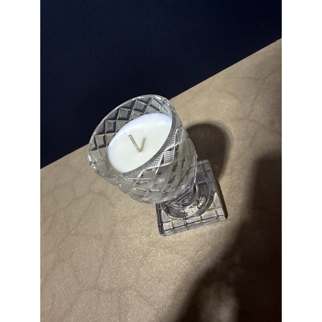 Exquisite Antique 1830s Regency Cut Crystal Lidded Vessel Candle by Antique Flames Statement piece featuring an authentic...