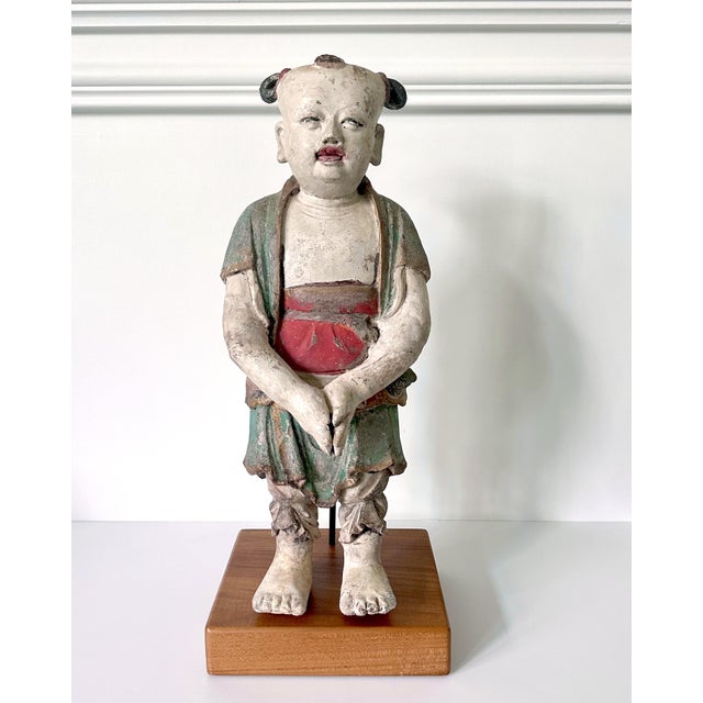 Rare Early Korean Buddhist Boy Attendant Figure Dongja Joseon Dyasty For Sale - Image 16 of 18