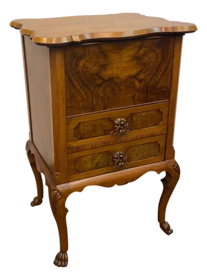 Mid 19th Century Flame Walnut Sewing Table Cabinet
