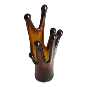 1970s Pop Art Splatter or Drop Glass Vase in Amber Brown