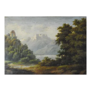 Late 19th Century Continental Mountain Lake Landscape Painting