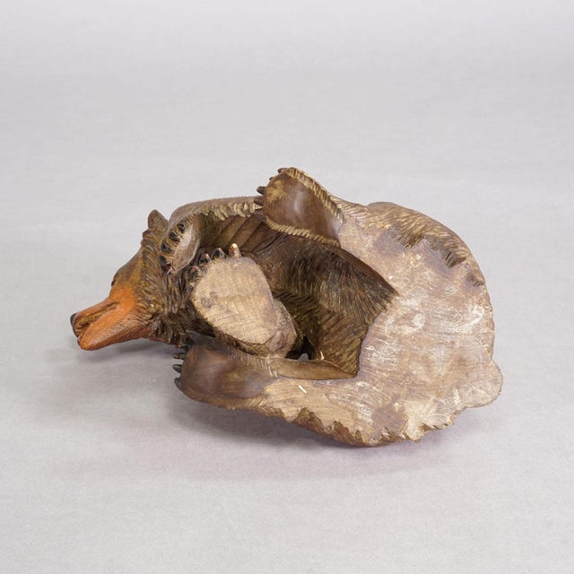 Wood Antique Wooden Sitting Bear Handcarved Ca. 1920s, Brienz For Sale - Image 7 of 7