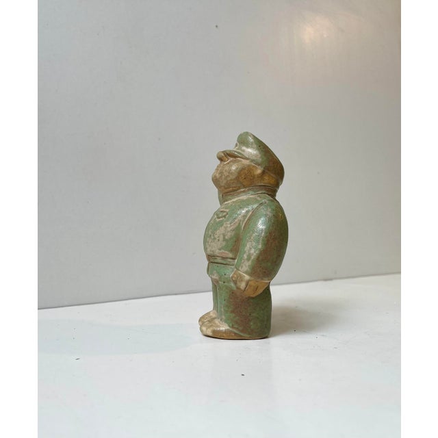 1980s Vintage Scandinavian The Fat Soldier Glazed Stoneware Figurine, 1980s For Sale - Image 5 of 10