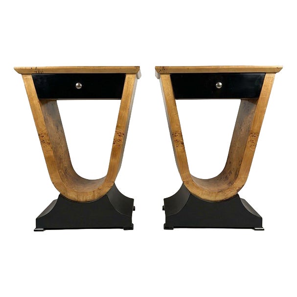 Art Deco Style Architectural Bedside Lockers, Set of 2 For Sale