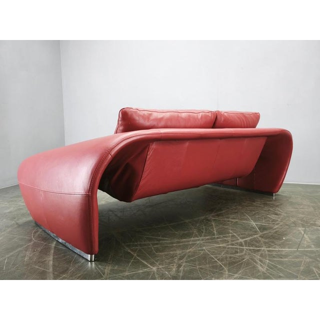 Italian Red Leather Sofa by Divanotti, Postmodern, 1990s For Sale - Image 11 of 18