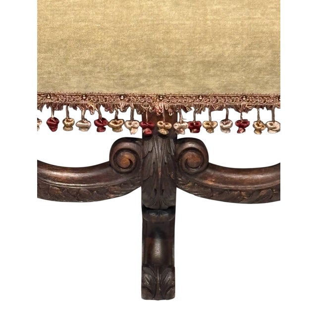 Early 20th Century French Restauration Style Walnut Upholstered Bench, Circa 1900 For Sale - Image 5 of 6