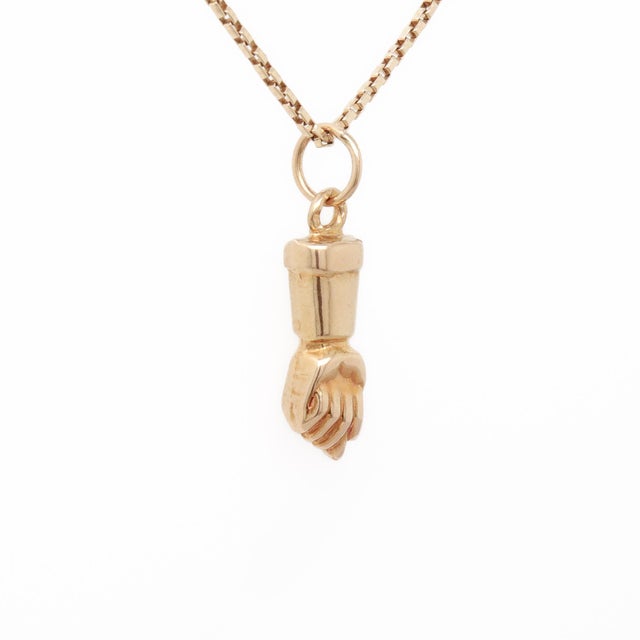 Metal Vintage 14k Gold Fig Sign / Mano Figa Pendant or Charm for a Bracelet For Sale - Image 7 of 16