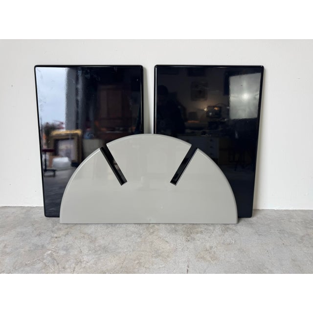 1980’s Postmodern Geometric v-Form Sculptural Black Lacquered Wood Dining Table Base For Sale - Image 12 of 12