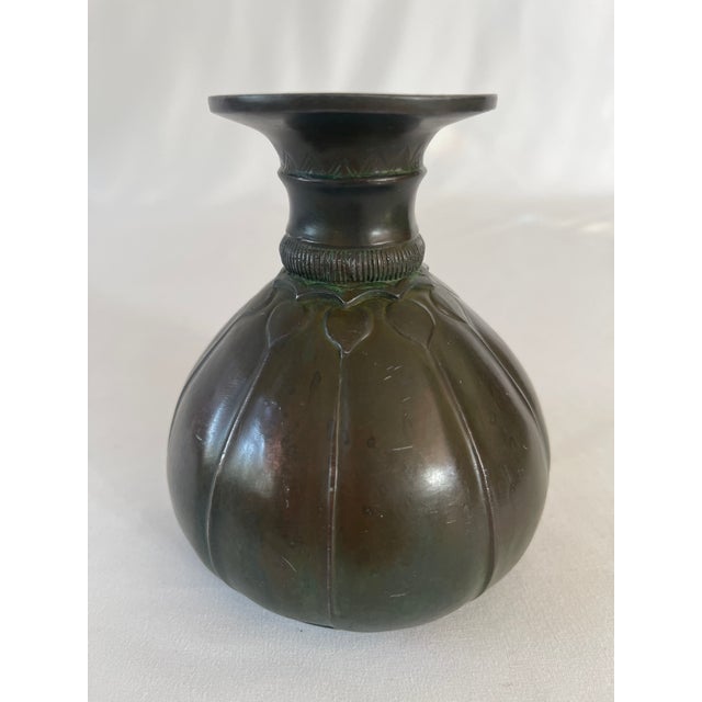 Art Deco Just Andersen Danish Art Deco Patinated Disko Metal Vase Sculpture For Sale - Image 3 of 5