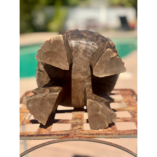 Red Senoufo Ivory Coast Ritual Vessel With Carved Zoomorphic Figures Mortar on Human Feet With Red Ochre For Sale - Image 8 of 8