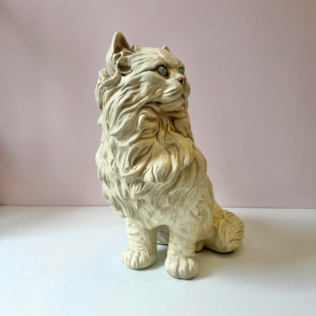 Vintage Mid-Century Extra Large 1960’s Persian Cat Statue For Sale - Image 4 of 12