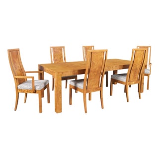 1970s Mid-Century Modern Burl Wood Dining Room Set by Milo Baughman For Sale