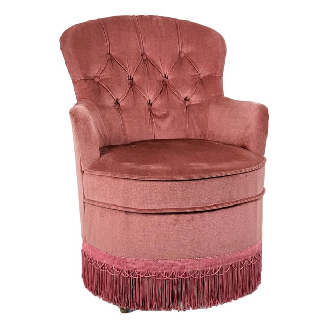 Boudoir Cocktail Chair in Pink Velvet, 1980s For Sale