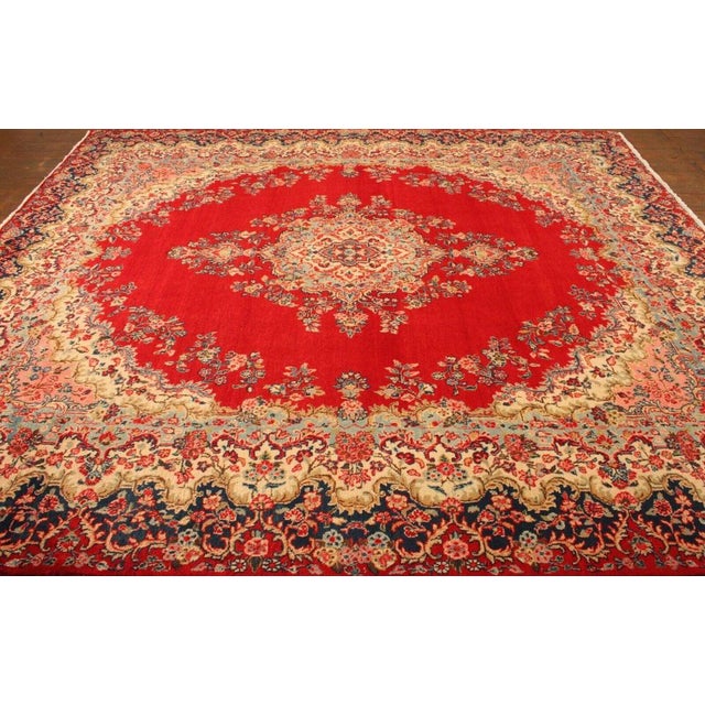 Red Middle Eastern Hand-Knotted Rug For Sale - Image 8 of 11