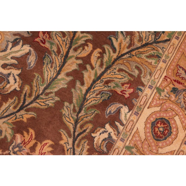 Art Nouveau 1990's Pak-Persian Brown/Gold Wool Rug - 8'2'' X 11'1'' For Sale - Image 4 of 9