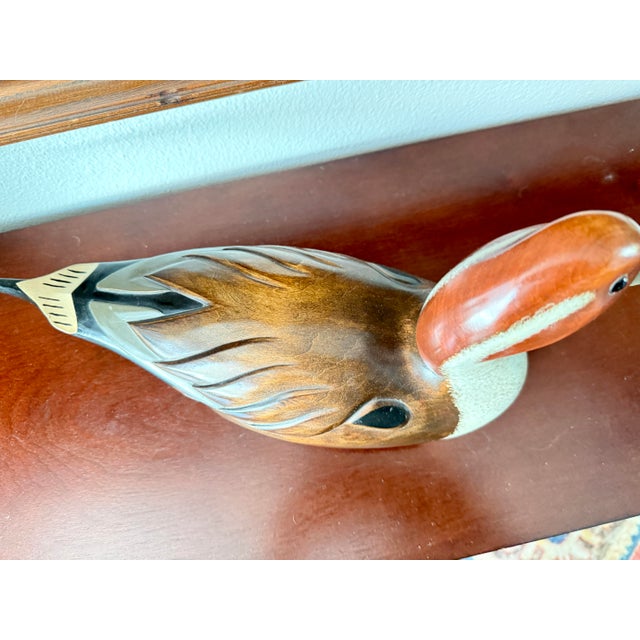 1980s 1980’s Vintage Hand-Carved Pintail Duck Decoy – Rustic Americana Folk Art by Wooden Duck Factory For Sale - Image 5 of 12