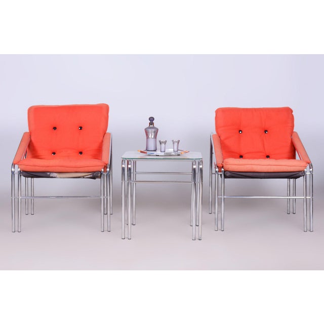 20th Century Seating Set with Table in Chrome & Glass, Slovakia, 1970s, Set of 3 For Sale - Image 11 of 15