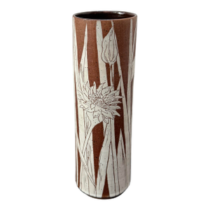 1983 Incised Stoneware Studio Pottery Vase by George Genzler - Signed