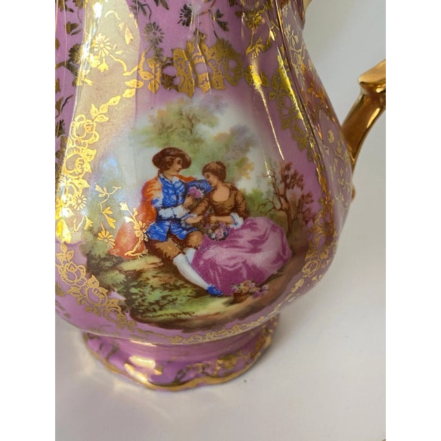 Pink German Pink and Color Porcelain Coffee Tea Service, Germany, 1950s For Sale - Image 8 of 12