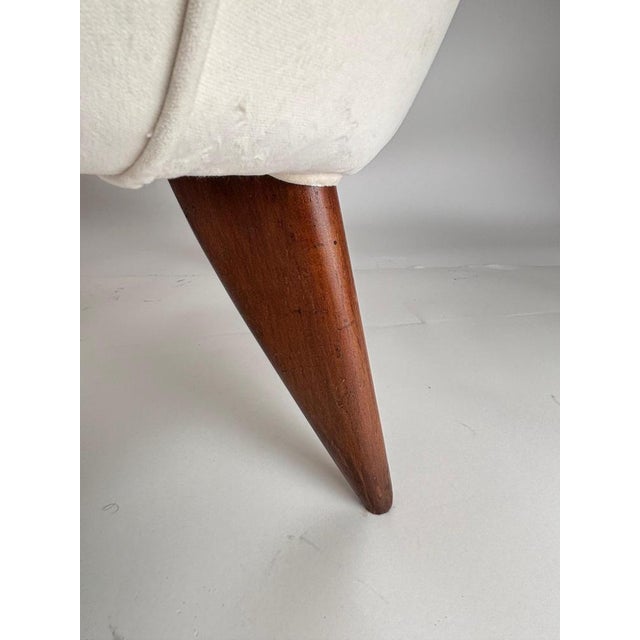 Set of Perla Armchairs in Wood & White Fabric attributed to Guglielmo Veronesi, Isa, Italy, 1950s For Sale - Image 6 of 10