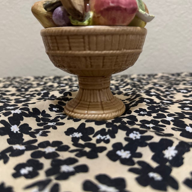 Brown Mid-Century Italian Majolica Hand-Painted Ceramic Fruit Compote Centerpiece For Sale - Image 8 of 10