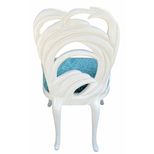 Phyllis Morris Hollywood Regency White Lacquer Pal Leaf Arm Chair For Sale - Image 4 of 5