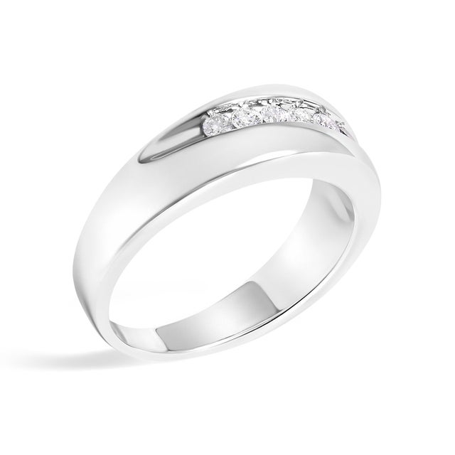 Contemporary Men's.925 Sterling Silver 1/2 Cttw Diamond 9 Stone Band Ring - Size 11.5 For Sale - Image 3 of 6