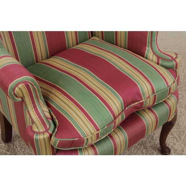 Queen Anne Upholstered WIng Chair W. Down Cushion For Sale - Image 12 of 15
