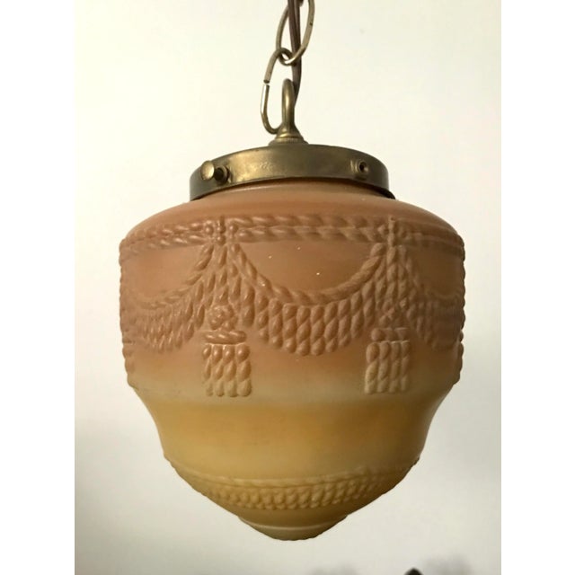 Glass Art Deco Glass Pendant Light With Tassel Detail For Sale - Image 7 of 8