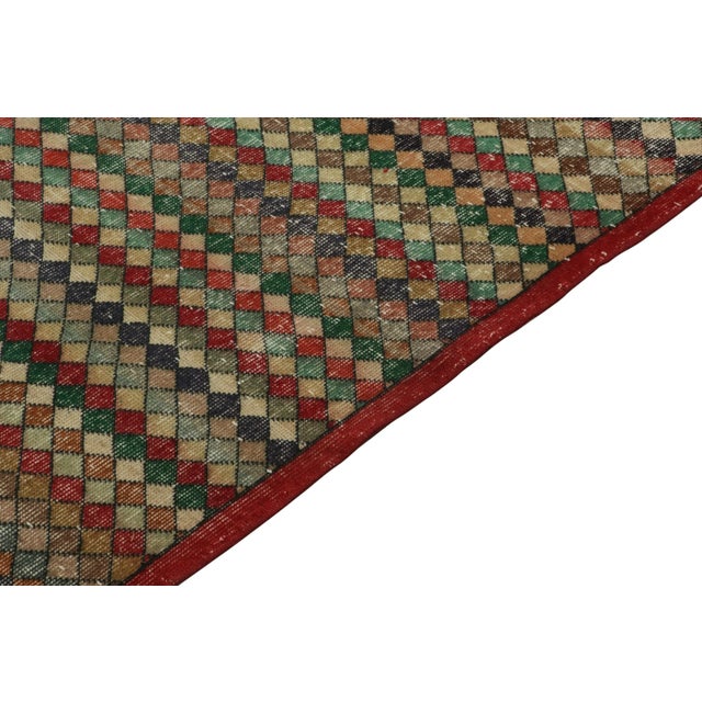 1960s 1960s Vintage Art Deco Rug in Multicolor Lattice Geometric Pattern For Sale - Image 5 of 6