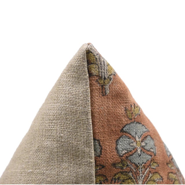 Block Print Thick Linen Throw Pillow Cover 14x20 Inch - Mor Mukut For Sale - Image 4 of 6