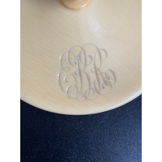 Plastic Pair Antique French Ivory Vanity Boxes, Monogrammed For Sale - Image 7 of 16