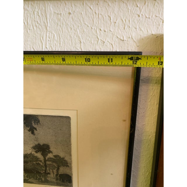Ebony Antique Etching Fritz Silberbauer (1883-1974) Prehistoric Times With Mammoths 12" For Sale - Image 8 of 9