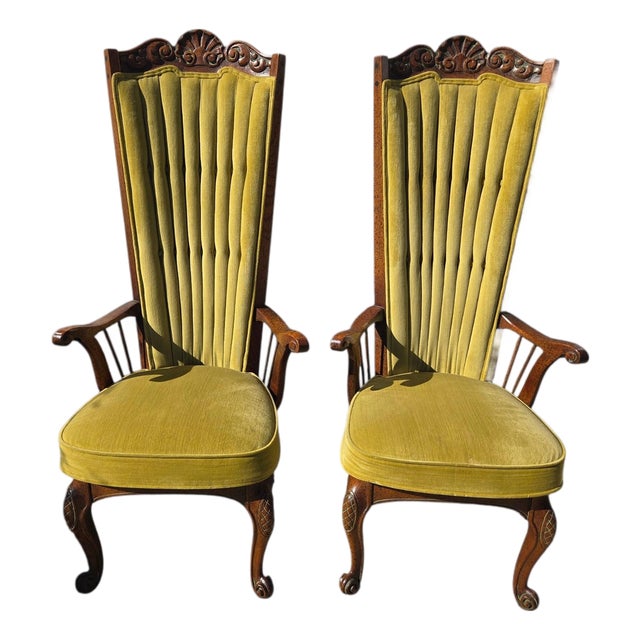 1970s 2 Enkeboll La Condesa Oak High Throne Spindle Armchairs Spanish Mediterranean For Sale