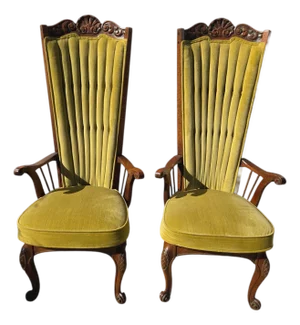 1970s 2 Enkeboll La Condesa Oak High Throne Spindle Armchairs Spanish Mediterranean